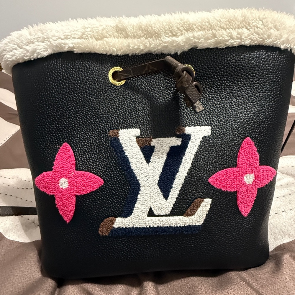Black Tote with Pink Floral Design  very chic